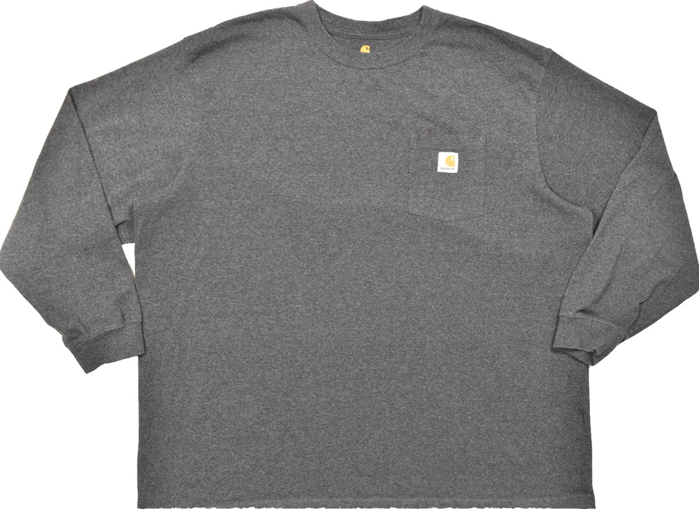 Carhartt 3XL Mens Long Sleeve Pocket T-Shirt Dark Gray Graphic Durable Hard Work